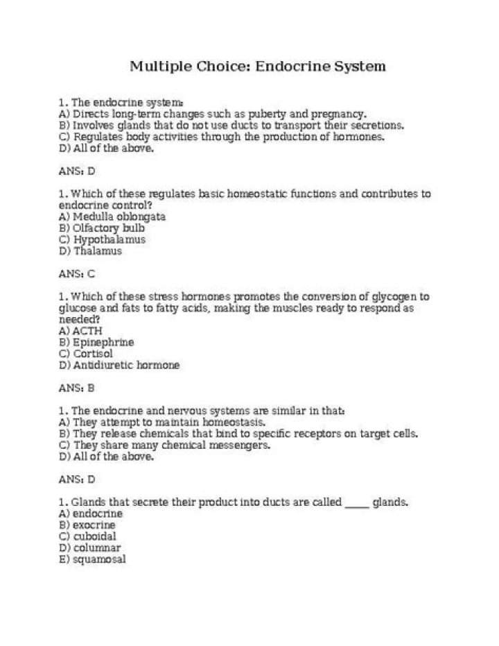 Endocrine System Multiple Choice Questions PDF: Master Biology with Practice Tests