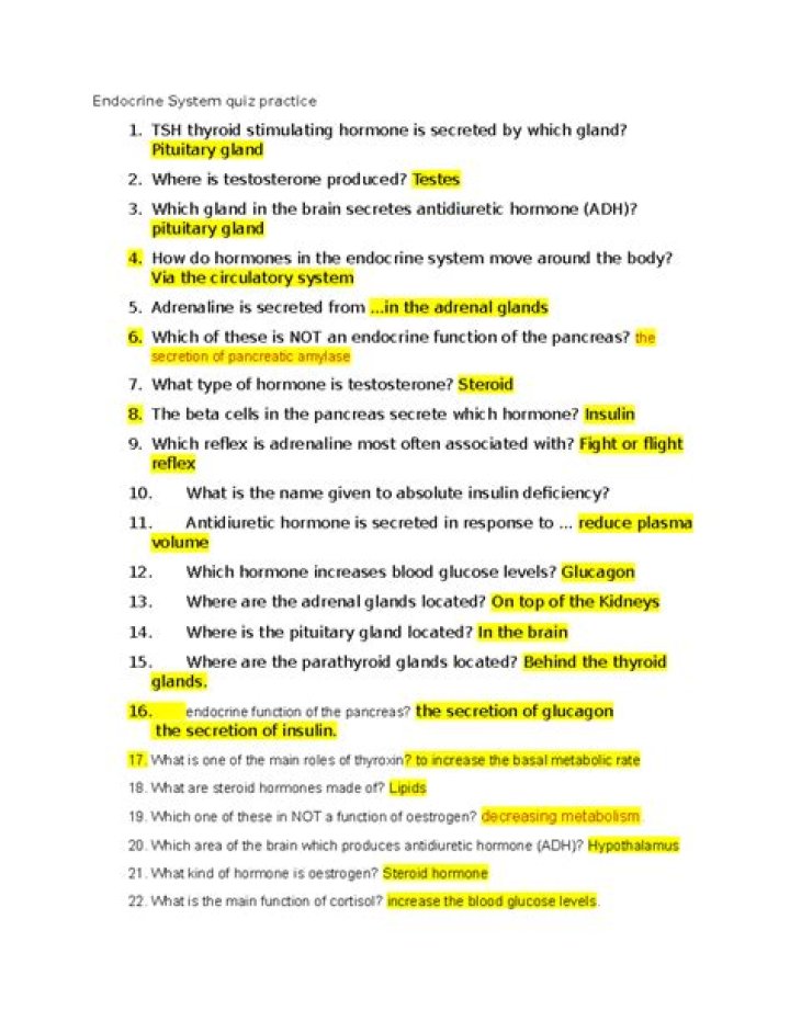 Endocrine System Questions & Answers PDF: Nursing Guide