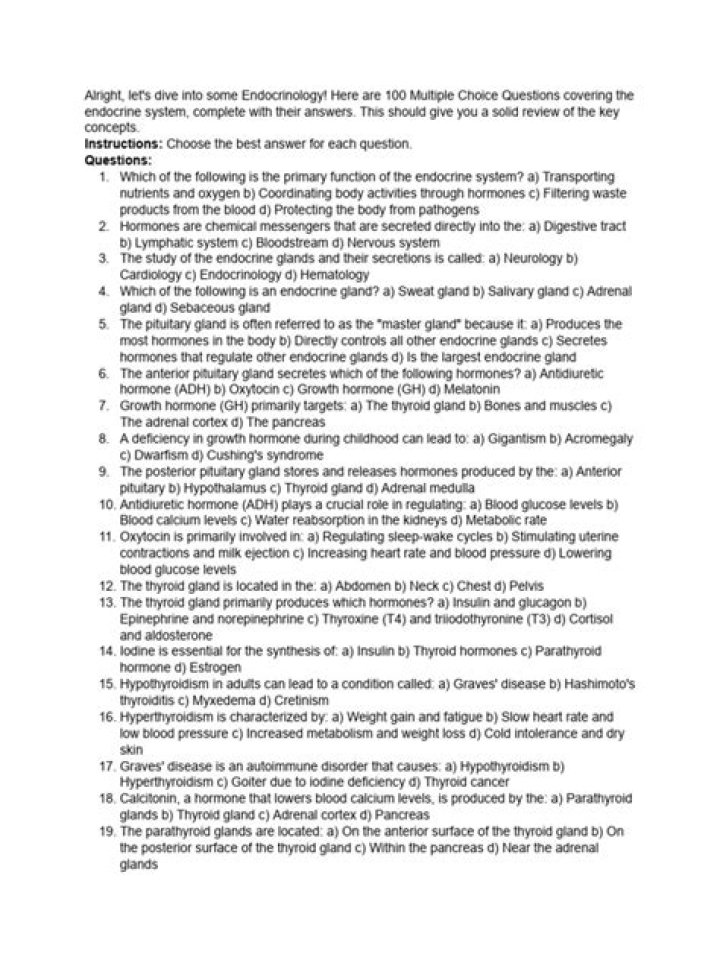 Endocrinology MCQs with Answers PDF: Master Exam Prep