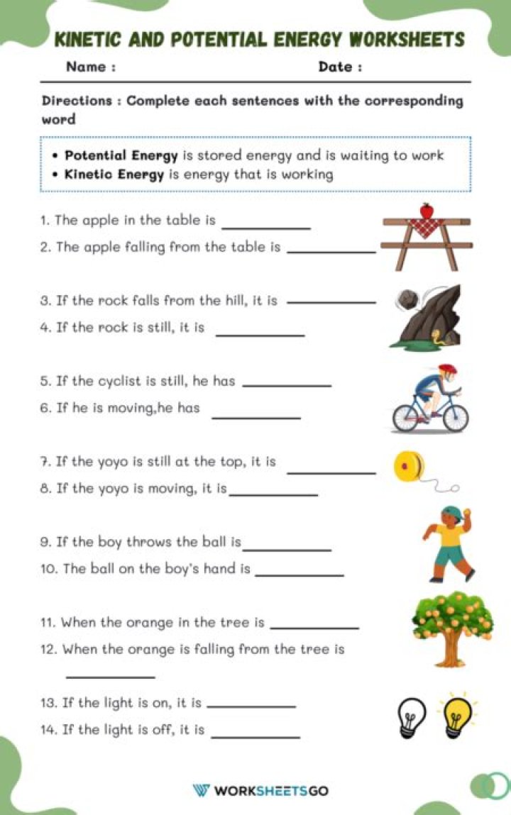 Free KS3 Energy Worksheets PDF for Homework & Revision