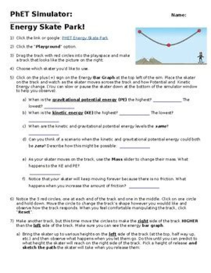 Energy Skate Park Phet Lab Answer Key PDF for Interactive Physics