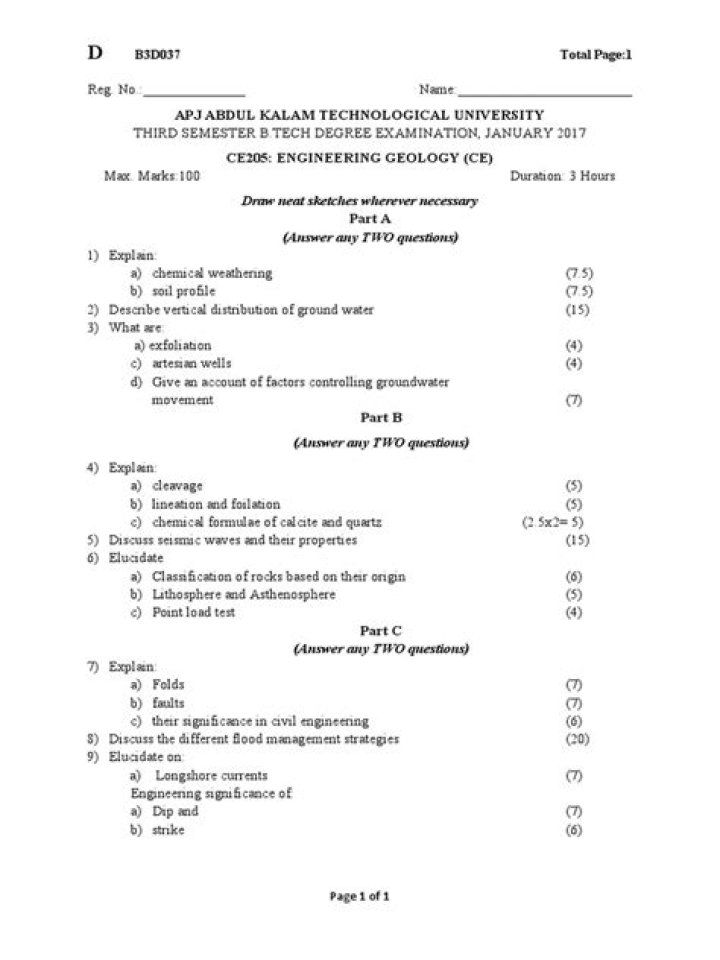Engineering Geology Exam Questions PDF – Practice Tests & Study Guide