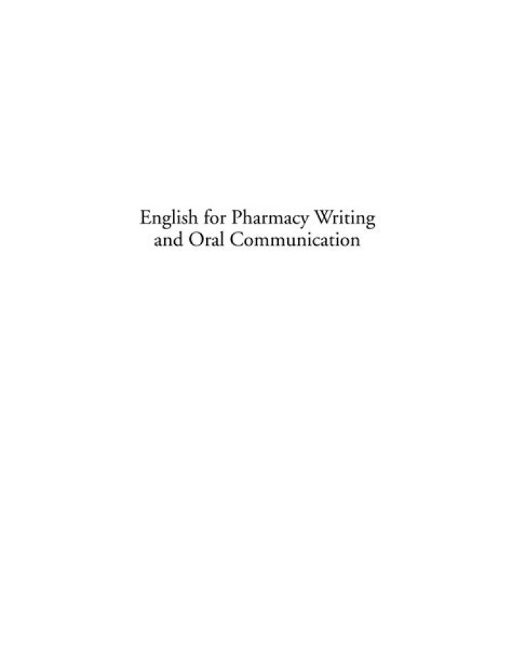 Pharmacy English Answer Key PDF: Writing & Oral Communication Practice