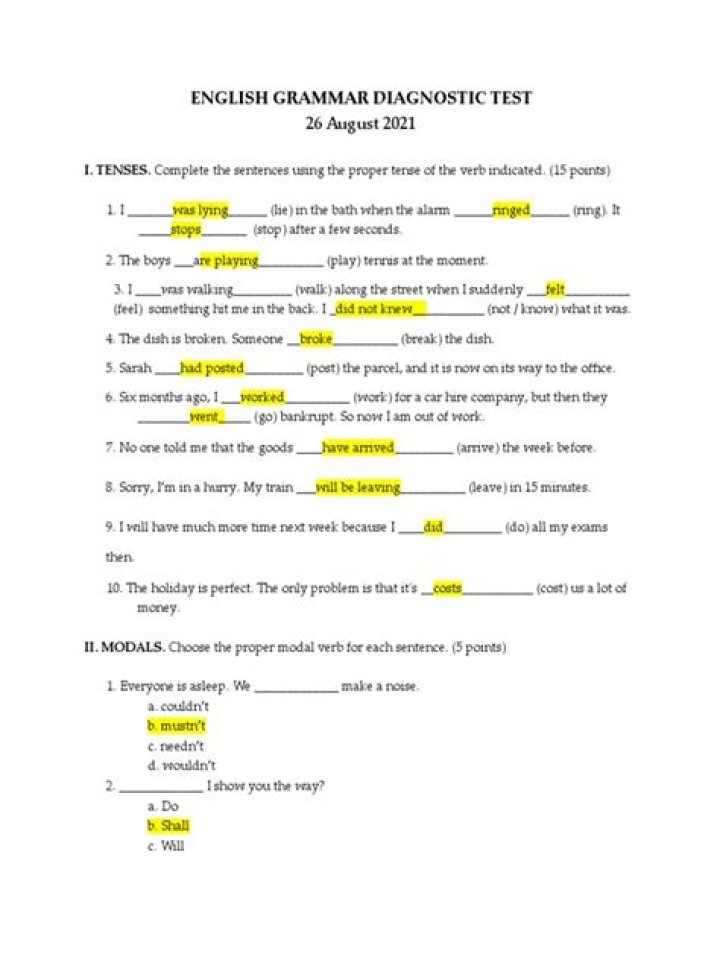 Take the English Grammar Diagnostic Test PDF – Improve Your Skills