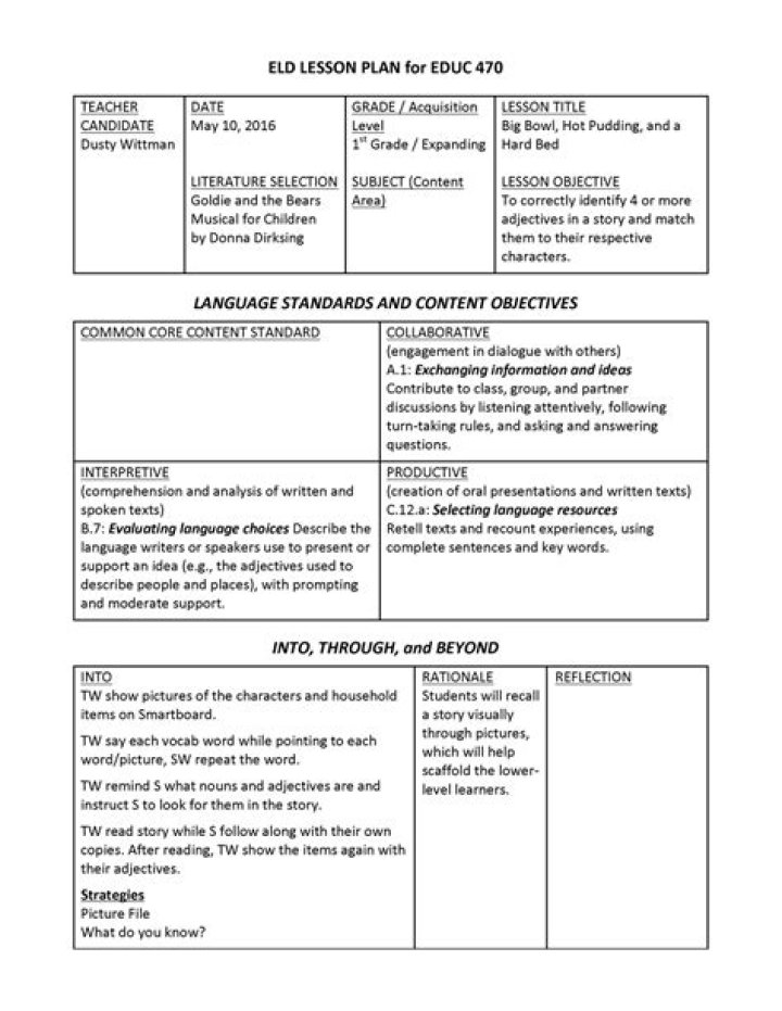 Free English Language Learners Lesson Plans PDF for Effective Teaching