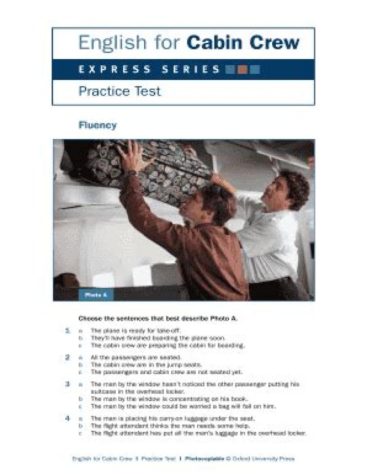English Test for Cabin Crew PDF – Free Download