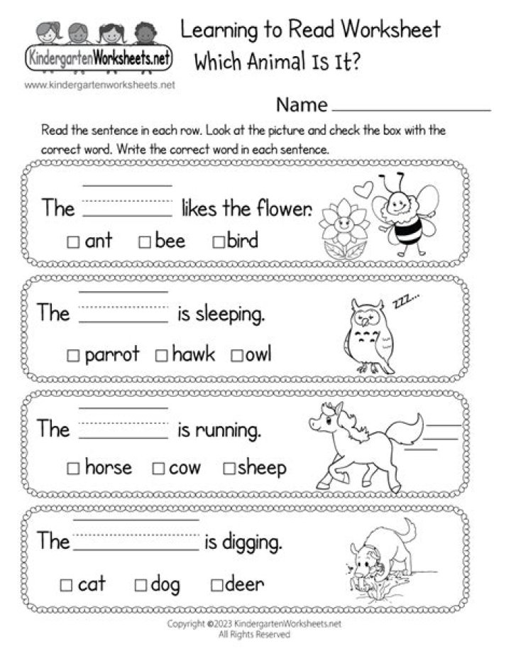 Free English Worksheets for Kindergarten PDF Download – Print & Learn