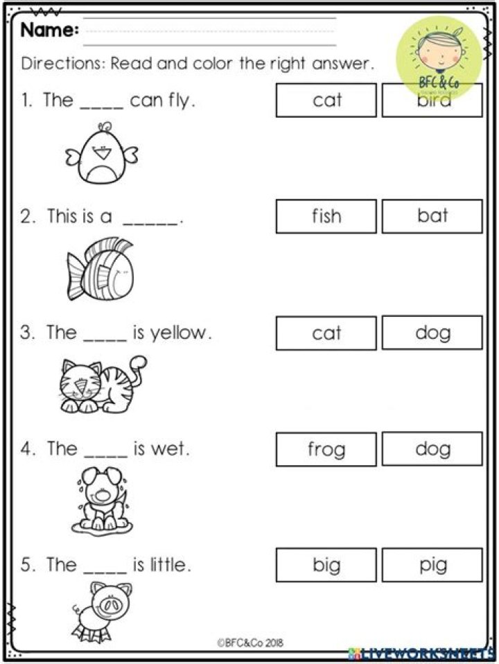 Free English Worksheets for Kindergarten PDF Download
