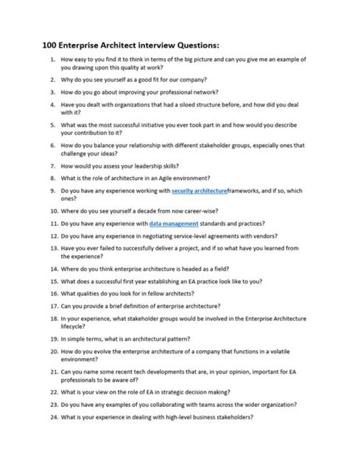 Top Enterprise Architect Interview Questions PDF for Job Success