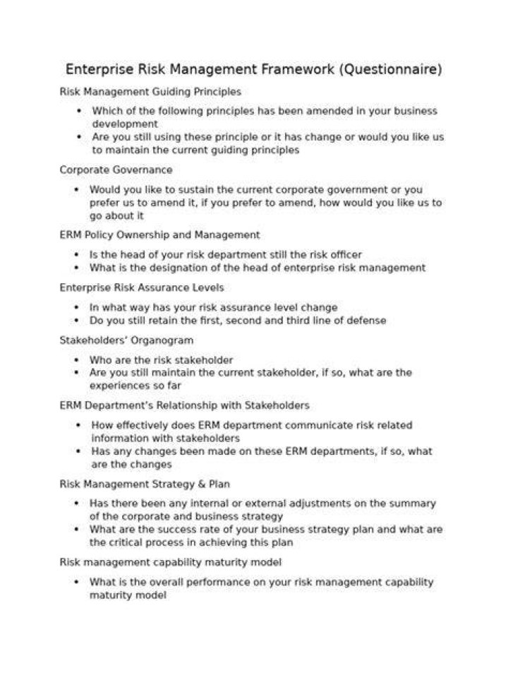 Free Enterprise Risk Management Questionnaire PDF for Effective Risk Assessment