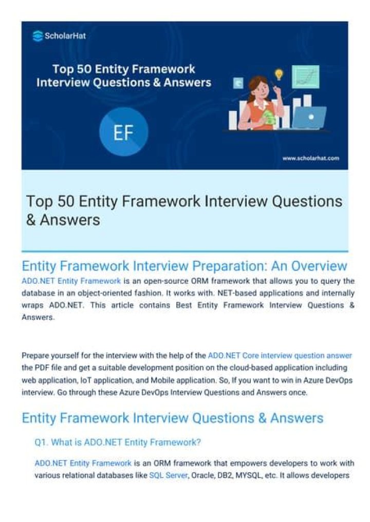 Entity Framework Interview Questions PDF – Master SQL, LINQ, and ORM Concepts