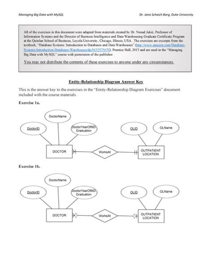 Master Entity Relationship Diagram Exercises & Answers PDF