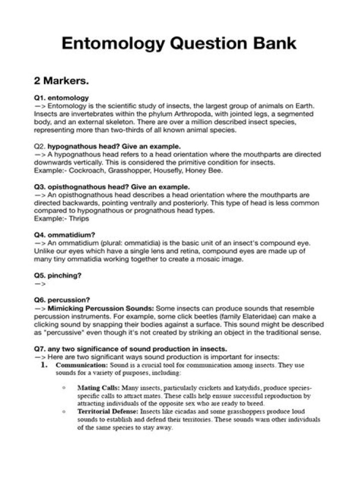 Entomology Question Bank PDF: Expert Exam Prep Resources