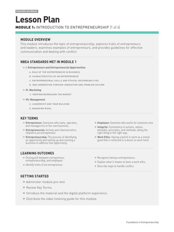 Entrepreneurship Lesson Plan PDF: Teach Future Innovators