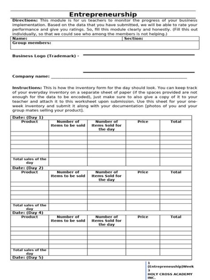 Free Entrepreneurship Worksheet PDF for Aspiring Founders