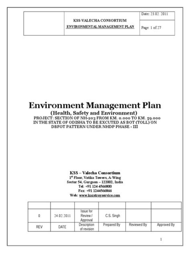 Download Free Environment Management Plan PDF