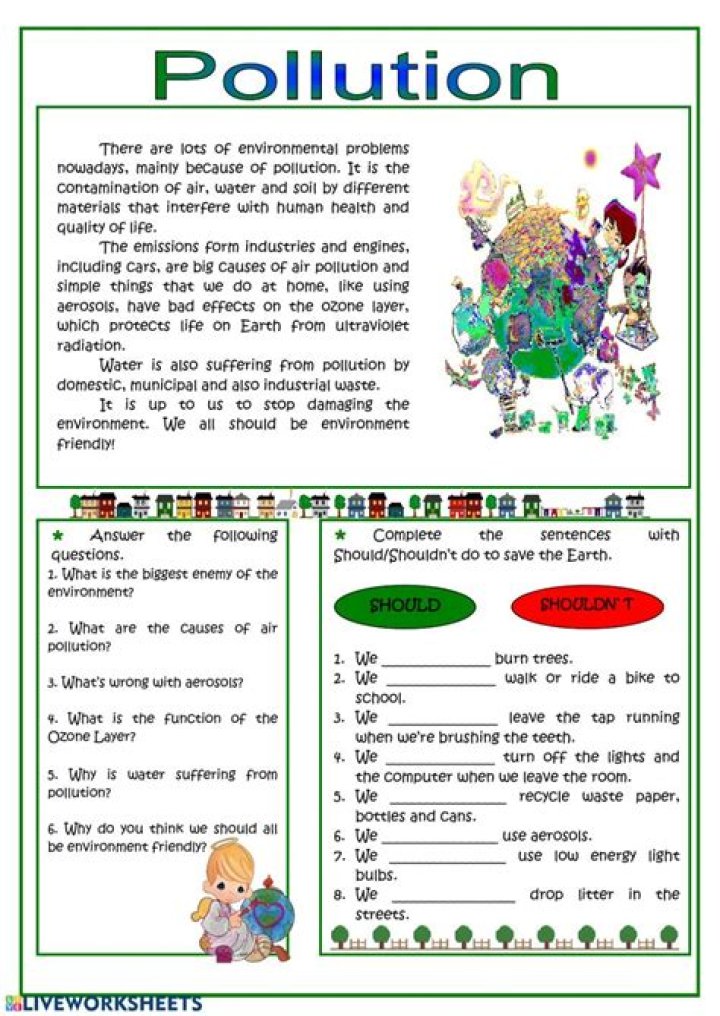 Free Environment Reading Comprehension Worksheets PDF for Kids
