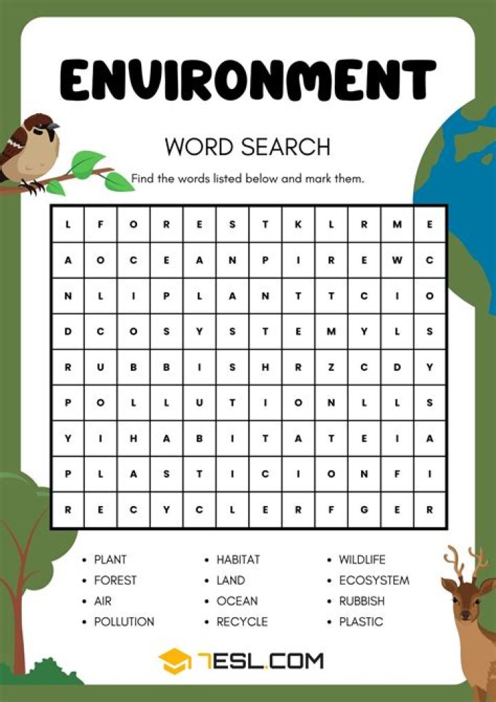 Environment Vocabulary Worksheet PDF for Student Learning