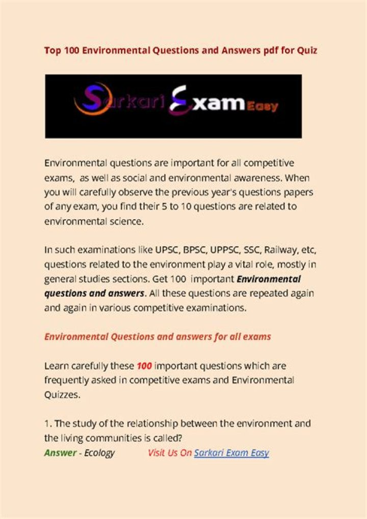 Environmental Questions and Answers PDF: Expert Insights on Key Eco Topics