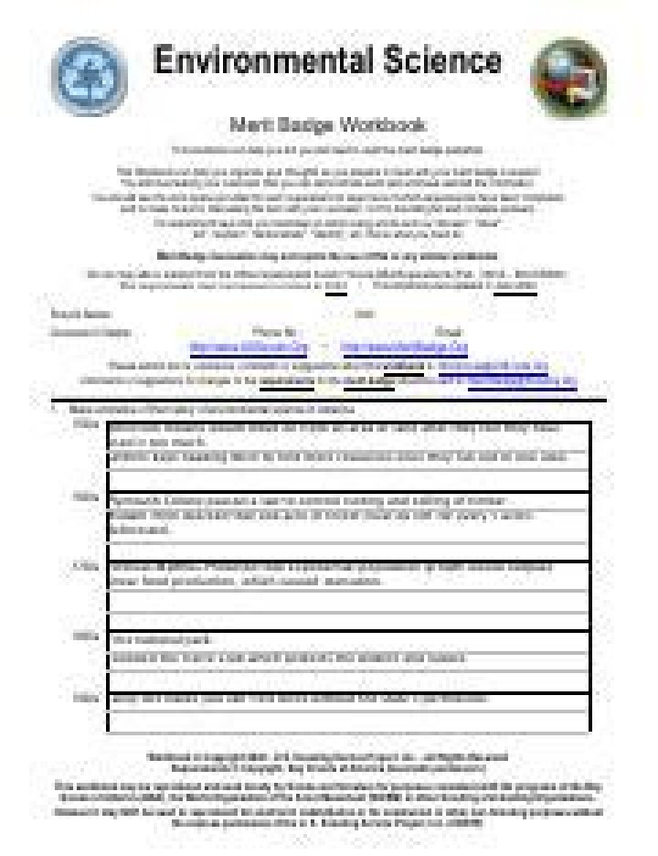 Environmental Science Merit Badge Workbook Answers PDF – Complete Guide