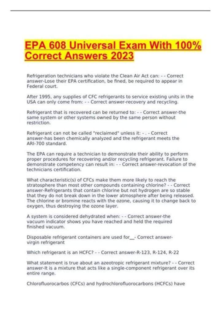 EPA 608 Test Answers PDF: Complete Guide & Official Scoring