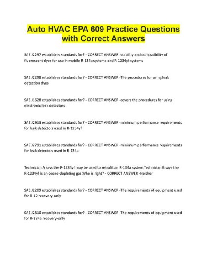 EPA 609 Certification Practice Test with Answers PDF – Pass Now!