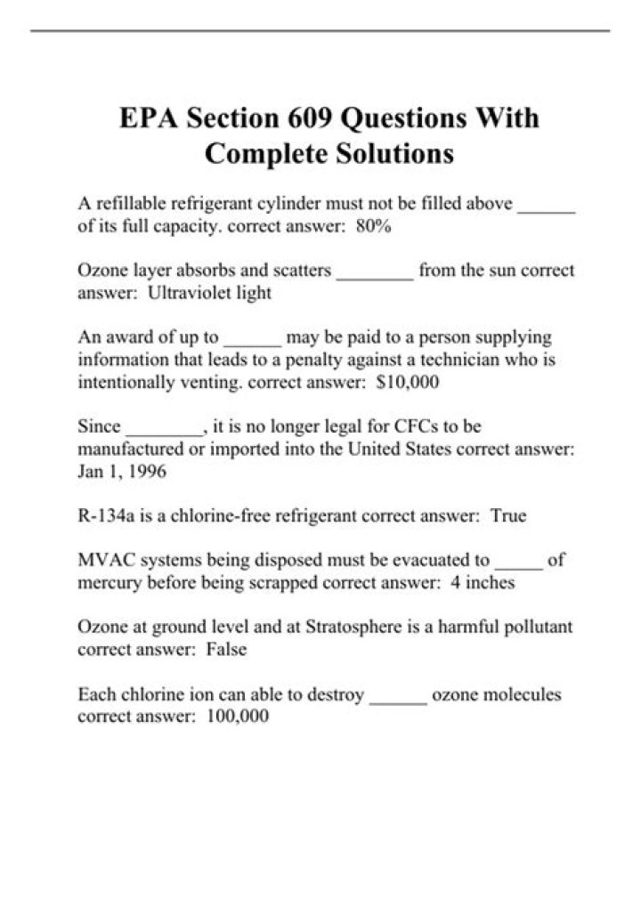 EPA 609 Certification Test Answers PDF – Complete Study Guide