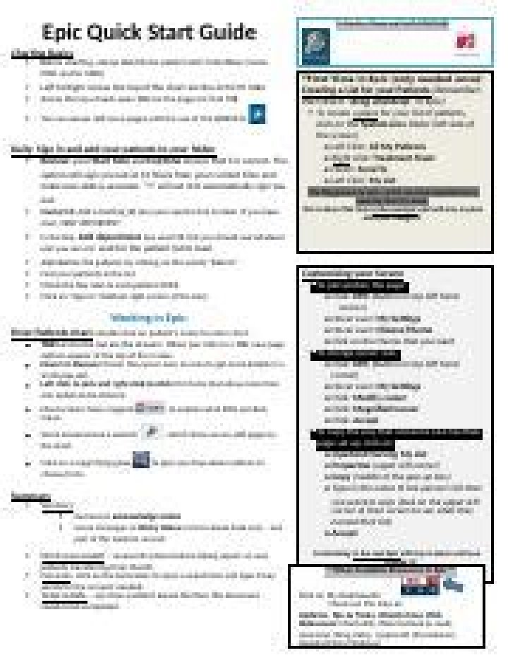Epic Tip Sheets & Quick Start Guides PDF – Free Download