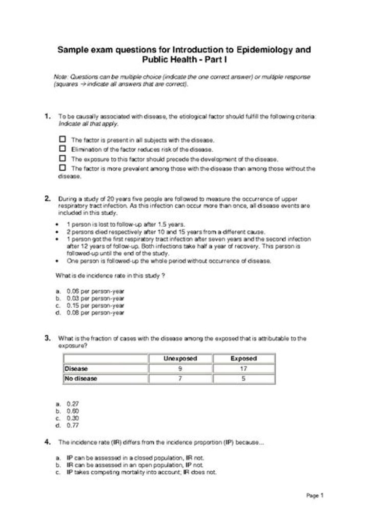 Epidemiology Exam Questions and Answers PDF with Detailed Answers
