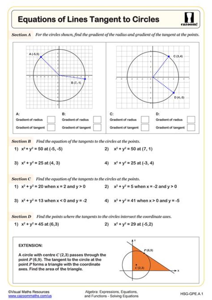 Free Equation of a Circle Worksheet for Geometry Practice – Download PDF