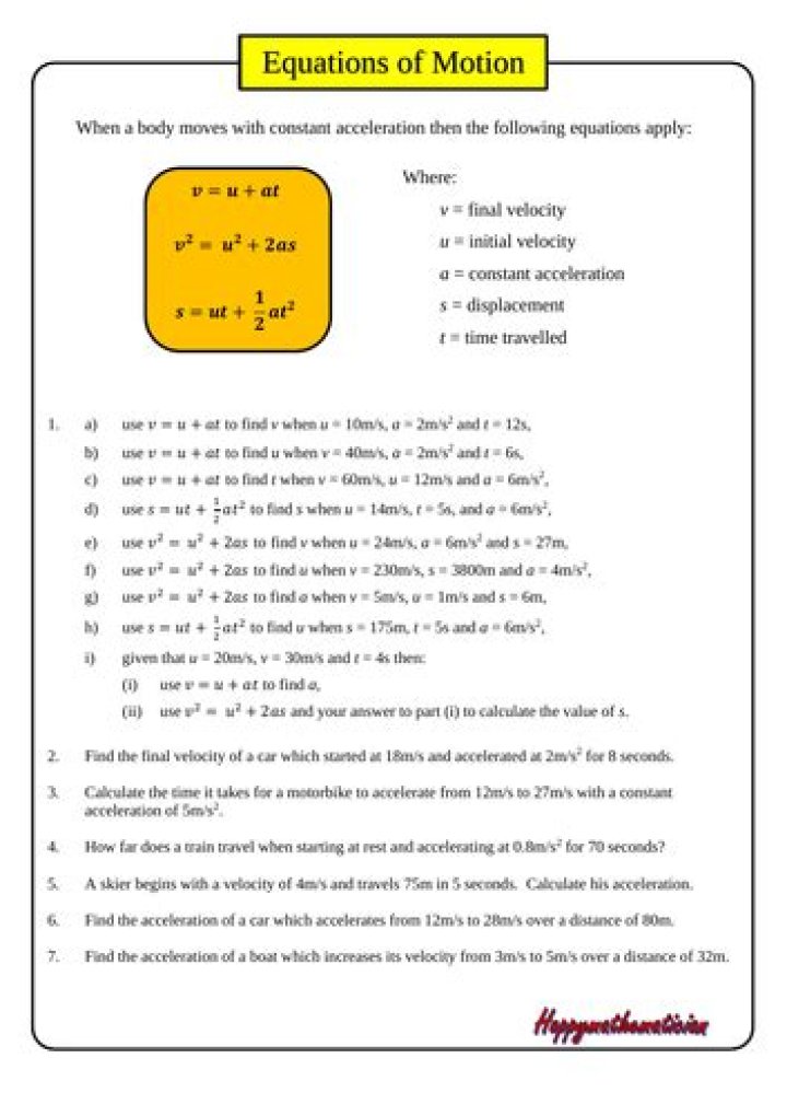 Equations of Motion: Questions & Answers PDF – Perfect Study Guide