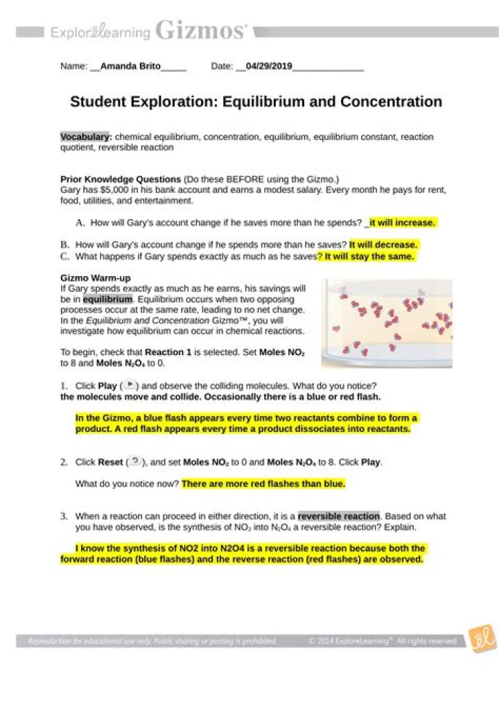 Equilibrium & Concentration Gizmo Answers PDF – Instant Solution Guide