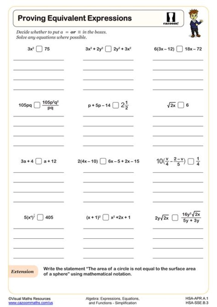 7th Grade Equivalent Expressions Worksheet PDF – Instant Practice & Answer Key