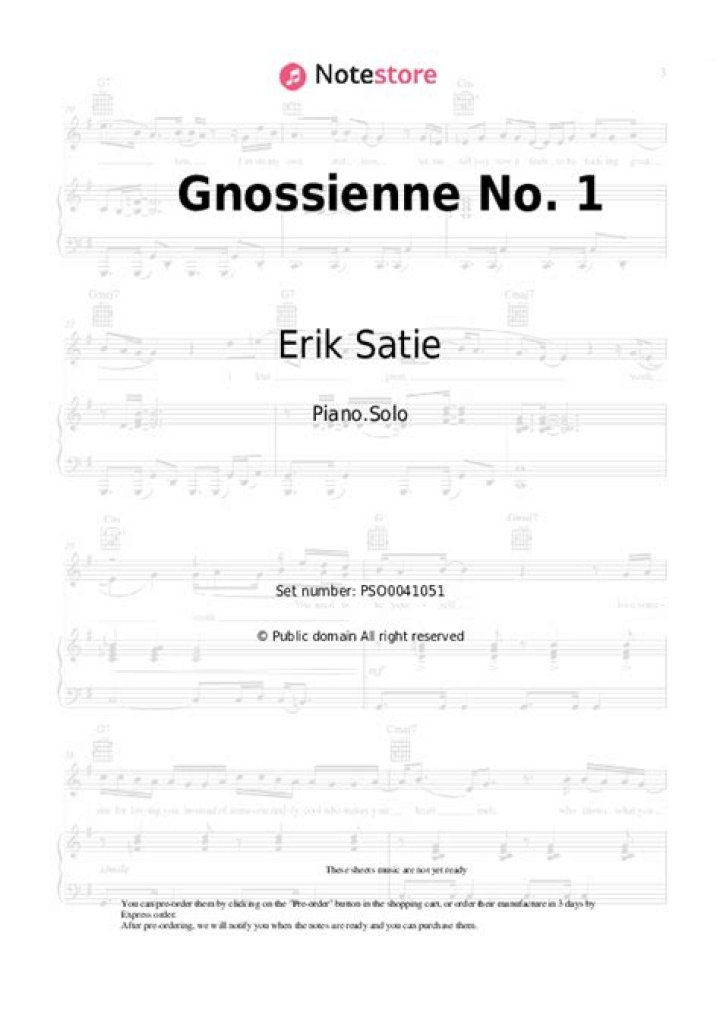 Erik Satie Gnossienne 1 Sheet Music PDF Free Download