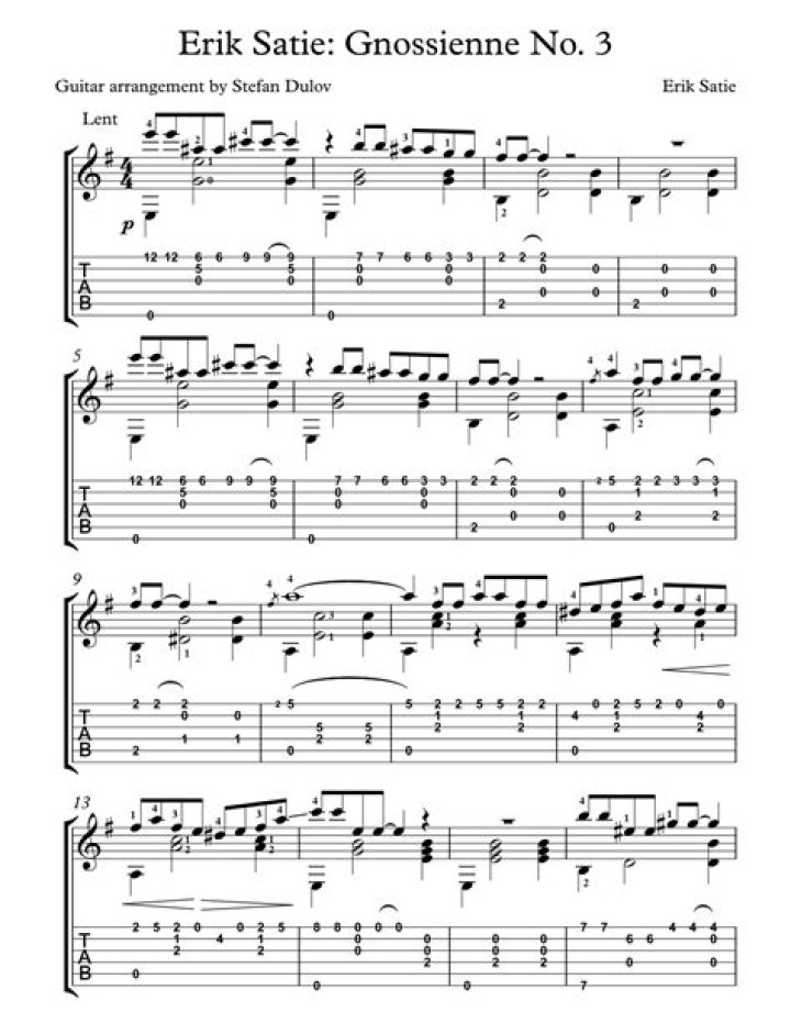 Erik Satie Gnossienne No.3 Sheet Music PDF Download