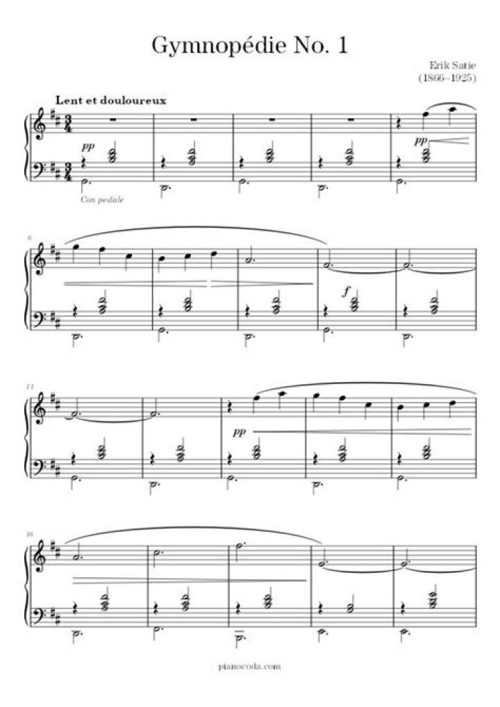 Erik Satie Gymnopedie No 1 Piano Sheet Music PDF – Download Instantly