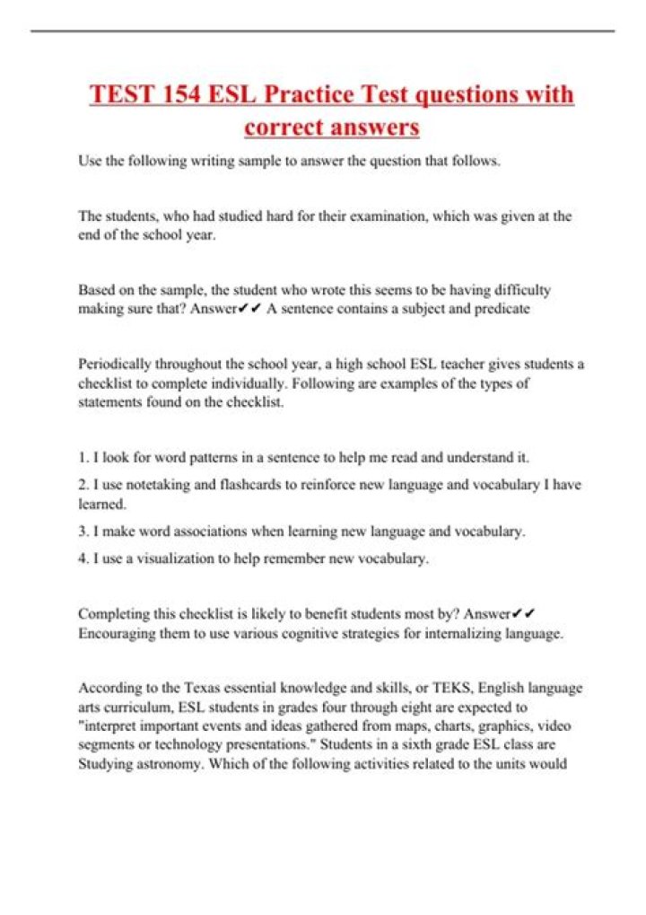 Free ESL Certification Practice Test PDF – Download Now
