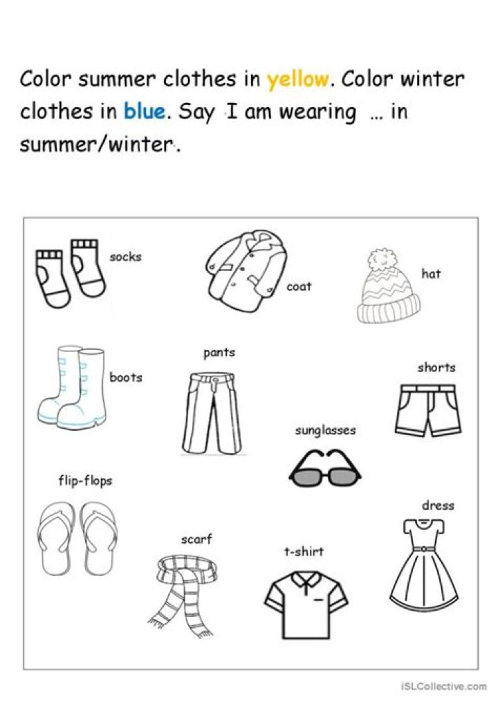 Free ESL Clothes Worksheets PDF for English Language Learners