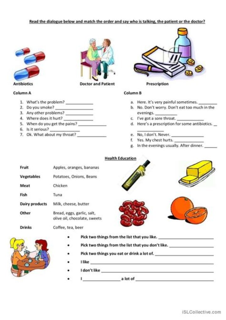 Free ESL Going to the Doctor Worksheets PDF – Printable Lesson Plans