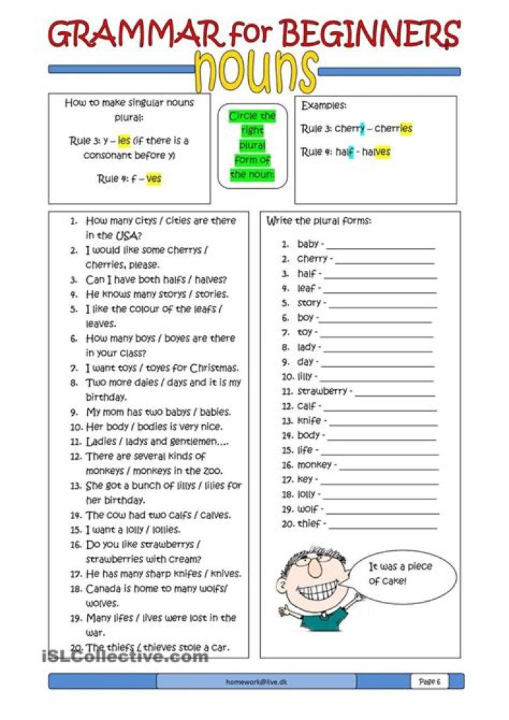 ESL Grammar Worksheets for Adults PDF Download