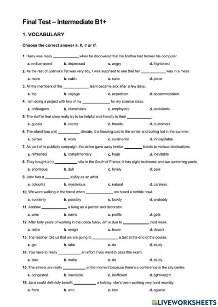 ESL Intermediate Test PDF: Practice & Evaluation Tool