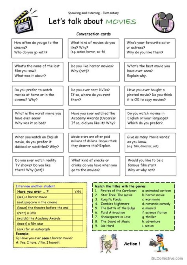 ESL Movie Worksheets PDF – Free Printable Language Learning Resources
