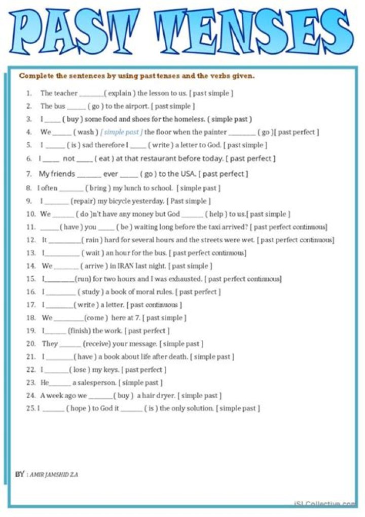 Free ESL Past Tense Worksheets PDF – Perfect for Teachers & Learners