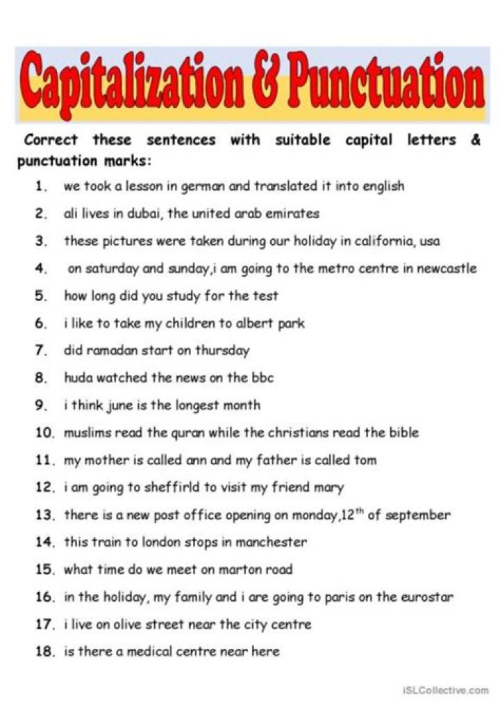Free ESL Punctuation Worksheets PDF – Perfect for Classroom Use