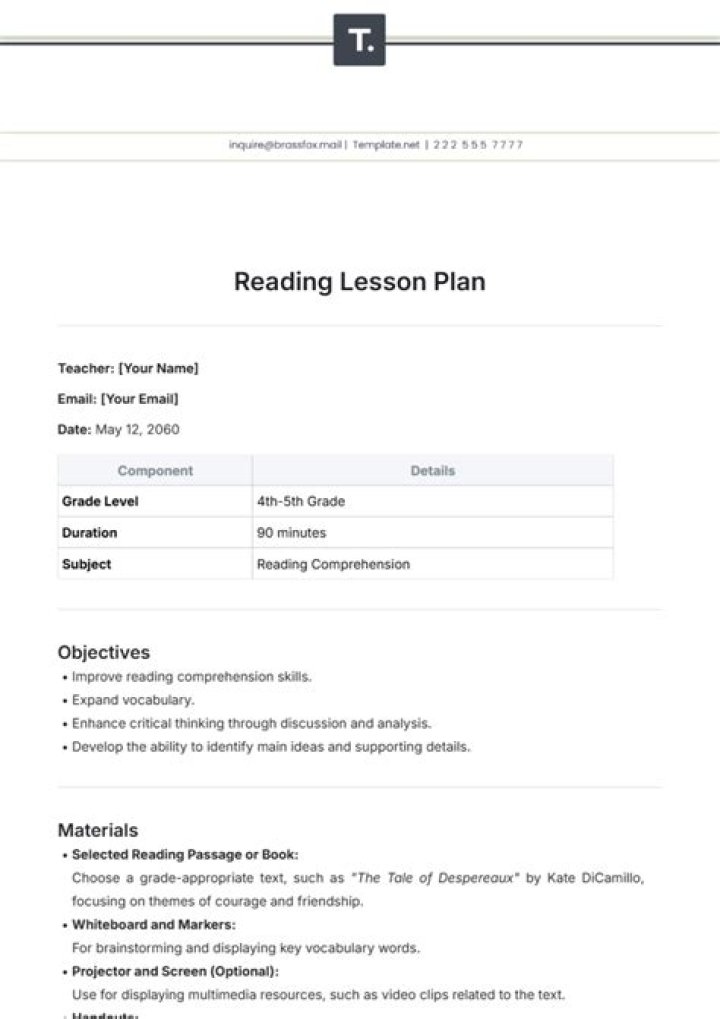 ESL Reading Lesson Plans for Intermediate Learners - PDF Download