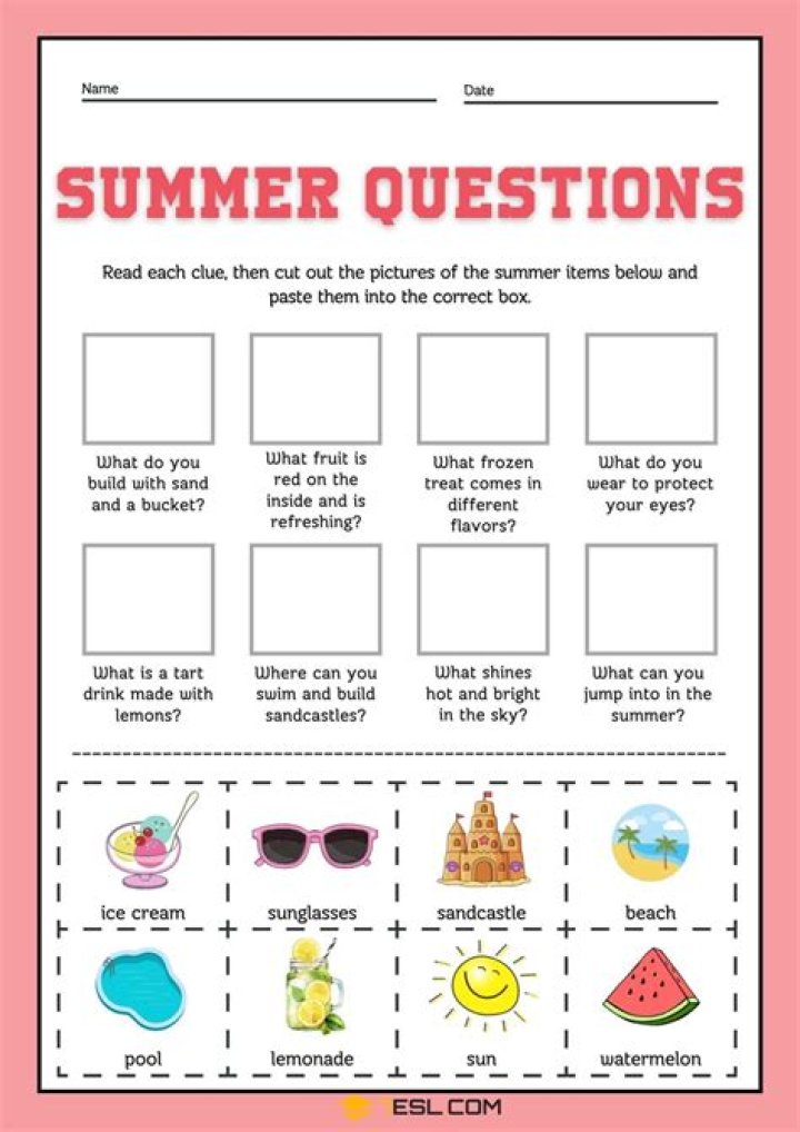 Free ESL Summer Worksheets PDF – Printable Worksheets for Summer Learning