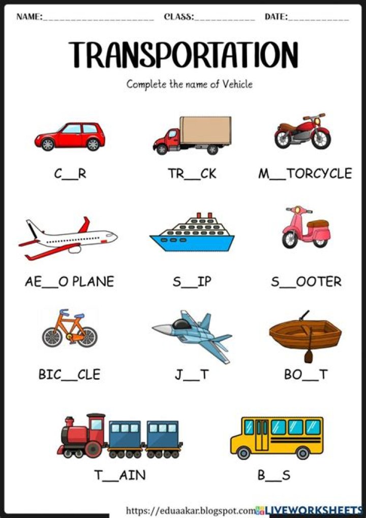 Free ESL Transportation Worksheets PDF for Classroom Use