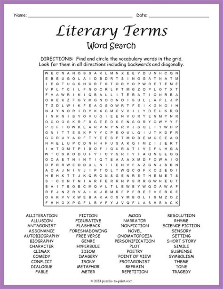 Essential Literary Terms & Exercises: PDF with Answers