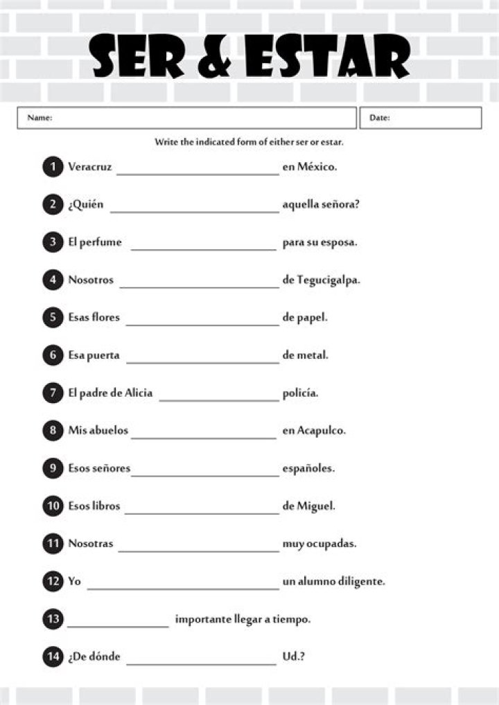 Estar Worksheet PDF – Free Download for Learning Spanish