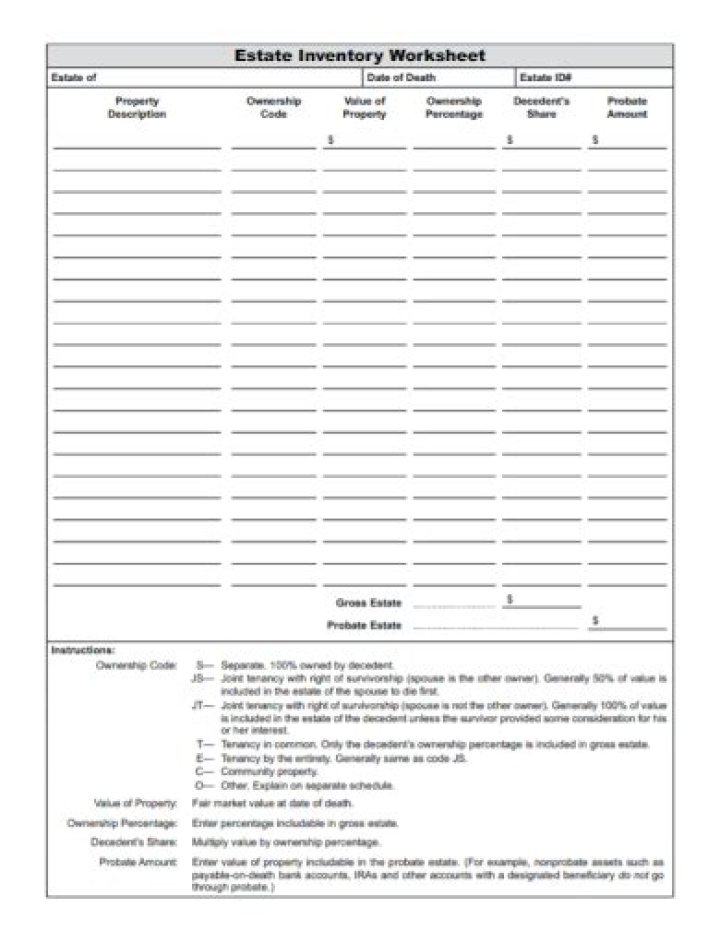 Estate Inventory Worksheet PDF: Download Free Template